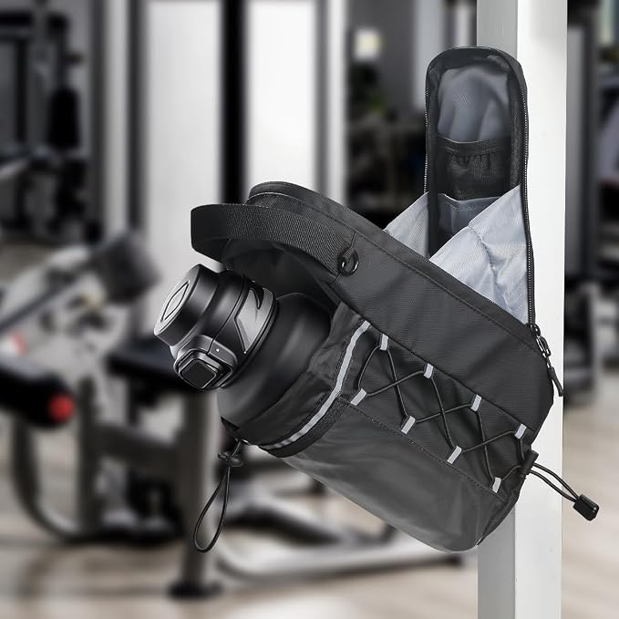 Magnetic Gym Bag for Men Women, Magnetic Gym Water Bottle Bag/Holder with Clear Phone Pouch, Built-in 5 Magnets, Fitness Gym Gifts, Gym Accessories