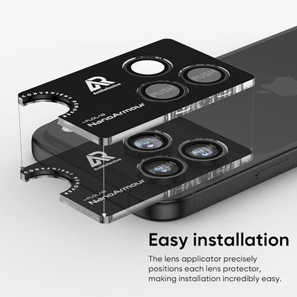 FLOLAB NanoArmour for iPhone 17 Pro Max/iPhone 17 Pro Camera Lens Protector - Anti-Reflective, Durable Tempered Glass with Aluminum Ring, TruColors, Ultra Clear, Easy Install - Black