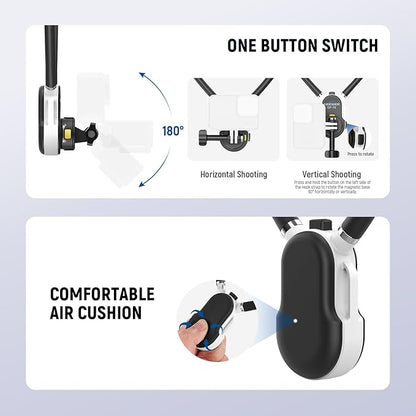 NEEWER GP-76 Magnetic Neck Mount Compatible with GoPro DJI Action Cameras, Quick Release Neck Holder with Air Cushion & Adjustable Chest Strap, Accessories Kit for POV Video Recording Vlogging