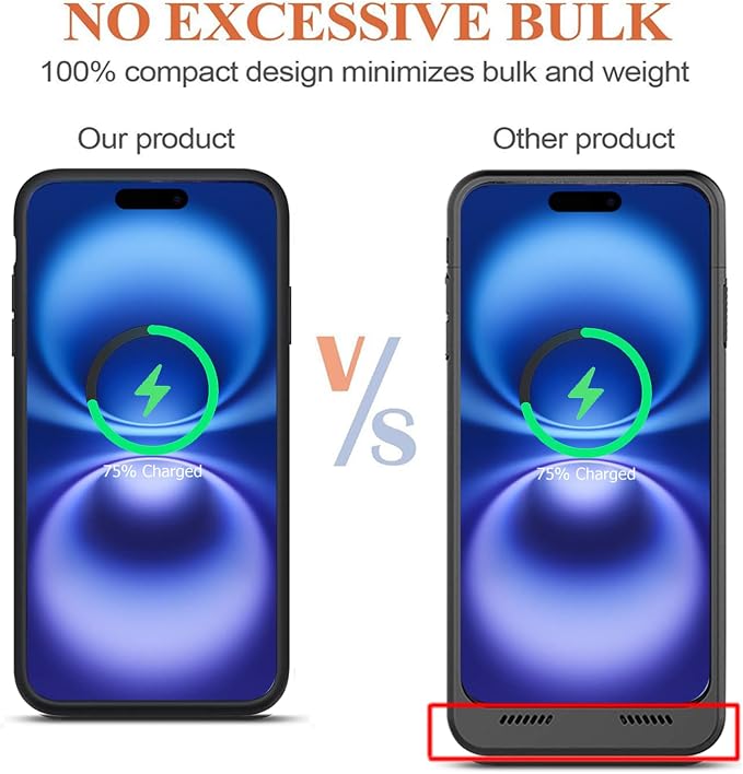 Battery Case for iPhone 16, Upgraded 10000mAh Portable Protective Charging Case with Wireless Charging Compatible with iPhone 16 (6.1 inch) Rechargeable Battery Pack Charger Cover with Carplay (Black)