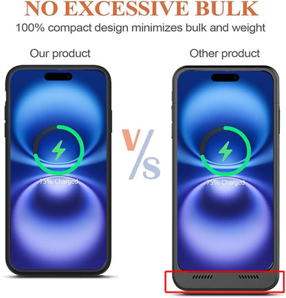 Battery Case for iPhone 16, Upgraded 10000mAh Portable Protective Charging Case with Wireless Charging Compatible with iPhone 16 (6.1 inch) Rechargeable Battery Pack Charger Cover with Carplay (Black)
