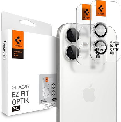 Spigen Camera Lens Screen Protector [GlasTR EZ Fit Optik Pro] Designed for iPhone 17 [Case Friendly] - Silver [2 Pack]