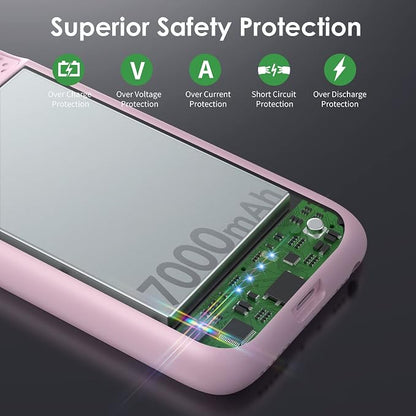 Battery Case for iPhone 8/7/6s/6/SE (2022/2020),[2025 Upgraded] 7000mAh Ultra-Slim Portable Extended Charger Cover for iPhone 8/7/6s/6/SE (2022/2020) Charging Case (4.7 Inch)-Pink