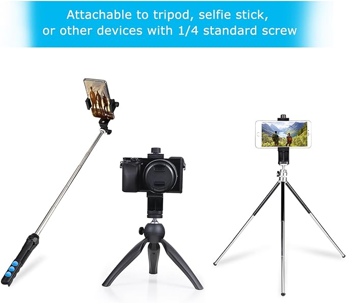 Premium Smartphone Holder/Vertical and Horizontal Tripod Mount Adapter Rotatable Bracket with 1/4 inch Screw/Adjustable Clip for iPhone, Android Cell Phone, Selfie Stick, Camera Stand