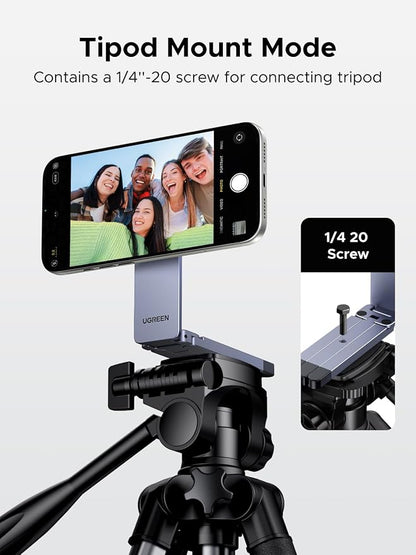 UGREEN for Magsafe Tripod 360° Rotating Adjustable Magnetic Phone Stand for 1/4'' Screw Port Compatibility with iPhone 17 16 15 14 13 12 Pro Max Air, Cell Phone StandTravel Essentials Accessories