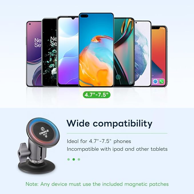 FANAUE SC-03T Magnetic Car Mount Compatible with RAM Mounts B Size 1" Ball Head and Motorcycle Phone Mount, Magnetic Car Phone Holder Can Install on Car Accessories Dashboard for 4.7-7.5" Smartphone.