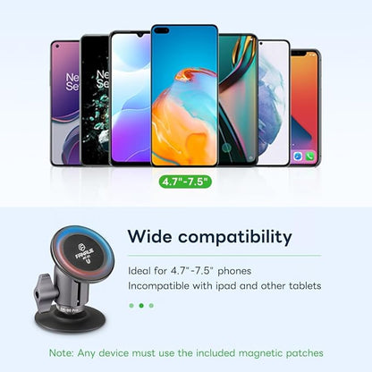 FANAUE SC-03T Magnetic Car Mount Compatible with RAM Mounts B Size 1" Ball Head and Motorcycle Phone Mount, Magnetic Car Phone Holder Can Install on Car Accessories Dashboard for 4.7-7.5" Smartphone.
