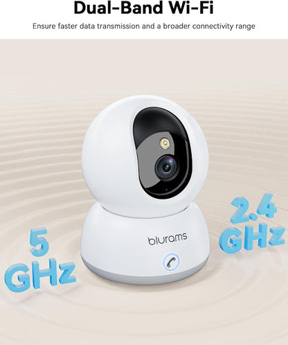 blurams Cameras for Home Security, 2K Pet Camera with Phone App, 360° PTZ Indoor Cameras, 2-Way Talk, Motion Tracking, Color/IR Night Vision, Compatible with Alexa, 8MP, Wi-Fi 6