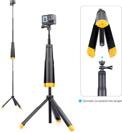 GEPULY Floating Hand Grip Underwater Waterproof Selfie Stick for GoPro Hero 13 12 11 10 9 8 7 6 5 4 3,Floating Tripod, Hand Grip,Selfie Stick Pole,Tripod Stand, Extended Monopod Go Pro Accessories
