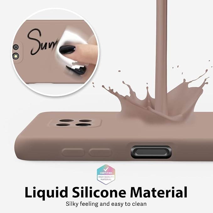 oakxco for Motorola Moto G Power 2021 Phone Case Liquid Silicone, Thin Slim Soft Rubber Gel TPU Plain Simple Cover for Women Girl Cute, Matte Solid Color, Brown Khaki Nude
