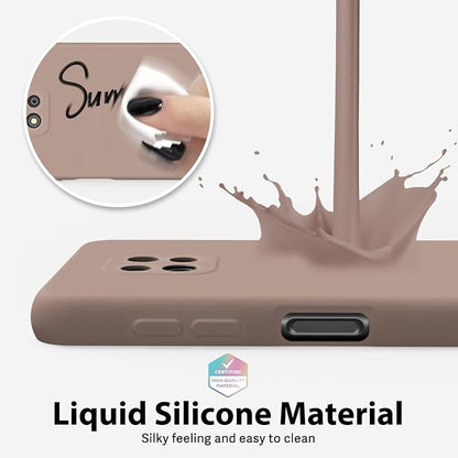 oakxco for Motorola Moto G Power 2021 Phone Case Liquid Silicone, Thin Slim Soft Rubber Gel TPU Plain Simple Cover for Women Girl Cute, Matte Solid Color, Brown Khaki Nude