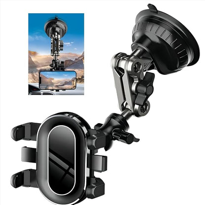 Ultra-Strong Suction Cup Phone Mount for Car - Anti-Shock & Noiseless Dashboard & Windshield Holder, 360° Adjustable Hands-Free Mount for All Smartphone (02)