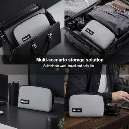 Tech Pouch,Travel Cord Rrganizer Case,Waterproofing Data Cable Storage Bag，9inches*5inches,For Charger, Cables, USB Drive,Phone,Power Bank,MemoryCard(Grey)