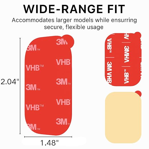 APPS2Car 8 Pcs 3M VHB Double Sided Adhesive Pads, 1.48" x 2.04" Square Dashboard Sticky Tape for Magnetic Car Mount, Strong Adhesive Pads Replacement, Double Sided Mounting Tape for Car Dashboard