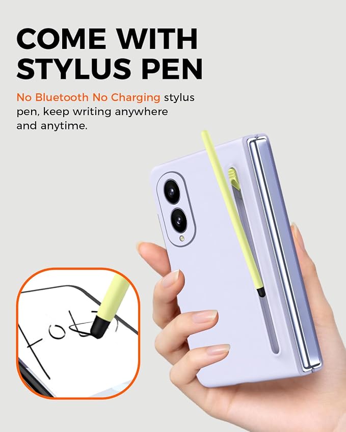 NINKI Stylus Pen for Samsung Galaxy Fold 8 Case with Built-in Screen Protector,Stylus Pen Holder Military Grade Rugged Dustproof Pen Storage Matte Case for Galaxy Fold 8 Light Purple
