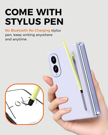 NINKI Stylus Pen for Samsung Galaxy Fold 8 Case with Built-in Screen Protector,Stylus Pen Holder Military Grade Rugged Dustproof Pen Storage Matte Case for Galaxy Fold 8 Light Purple