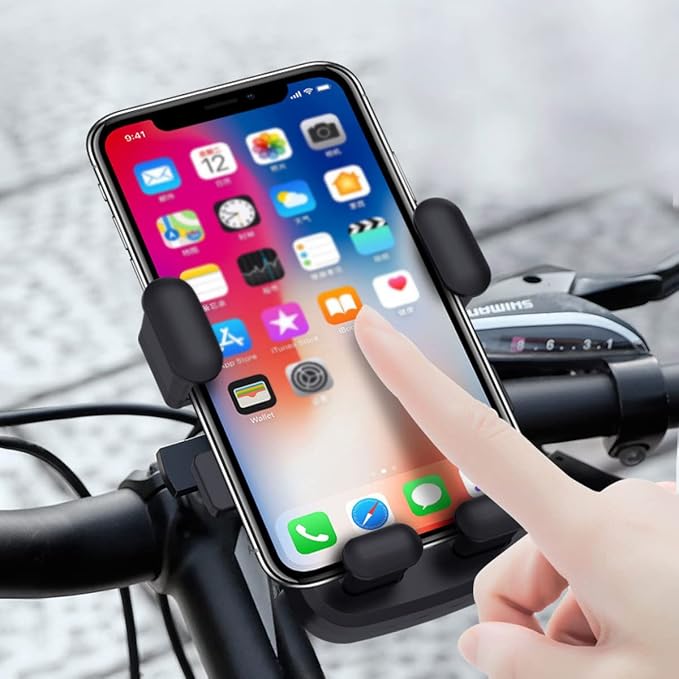 Bike Handlebar Phone Holder, Motorcycle Phone Mount Motorcycle Handlebar Phone Clamp, Scooter Phone Clip for iPhone 6/7/8/X/11/12/13/14 Series ， and More 4.7" - 6.8" Cellphone (Dark Gray)