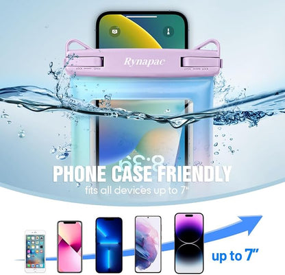 Rynapac [Floatable] Waterproof Phone Pouch 2 Pack - [Up to 8.5"] IPX8 Floating Waterproof Phone Case Dry Bags with Adjustable Lanyard for Beach Vacation Travel Cruise Ship Pool Kayak Essentials