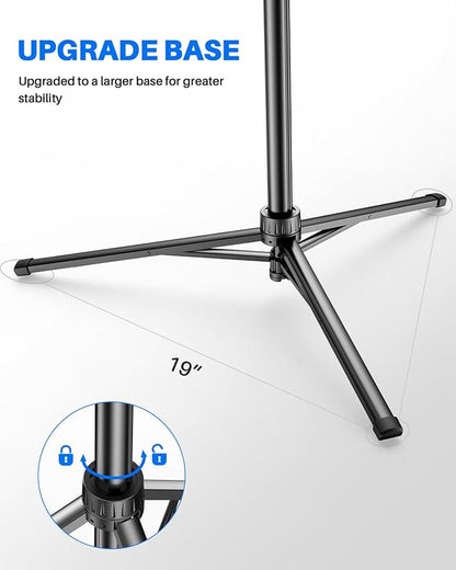 67" Phone Tripod, MIIASI Extendable Tripod for iPhone, Selfie Stick with Remote and Phone Holder, Compatible with iPhone/Android/Camera, Light Stand (Black)
