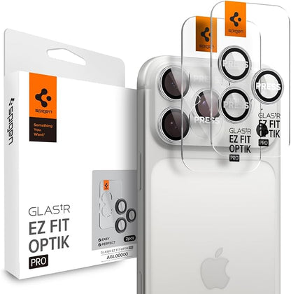 Spigen Camera Lens Screen Protector [GlasTR EZ Fit Optik Pro] Designed for iPhone 17 Pro Max | iPhone 17 Pro [Case Friendly] - Silver [2 Pack]