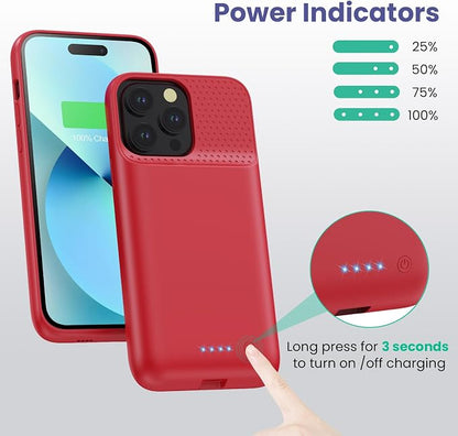 Feob Battery Charging Case for iPhone 12Pro Max/13Pro Max/14Pro Max/14 Plus (6.7 Inch), Powerful 8600mAh Portable Rechargeable Charger for iPhone 14ProMax/14Plus/13Promax/12Promax Battery Case-Red