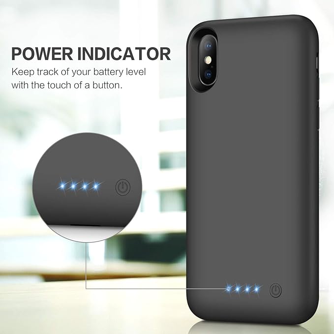 Feob Battery Case for iPhone Xs max, Upgraded 7800mAh Portable Charging Case Extended Battery Pack for iPhone Xs Max [6.5 inch] Protective Charger Cover- Black
