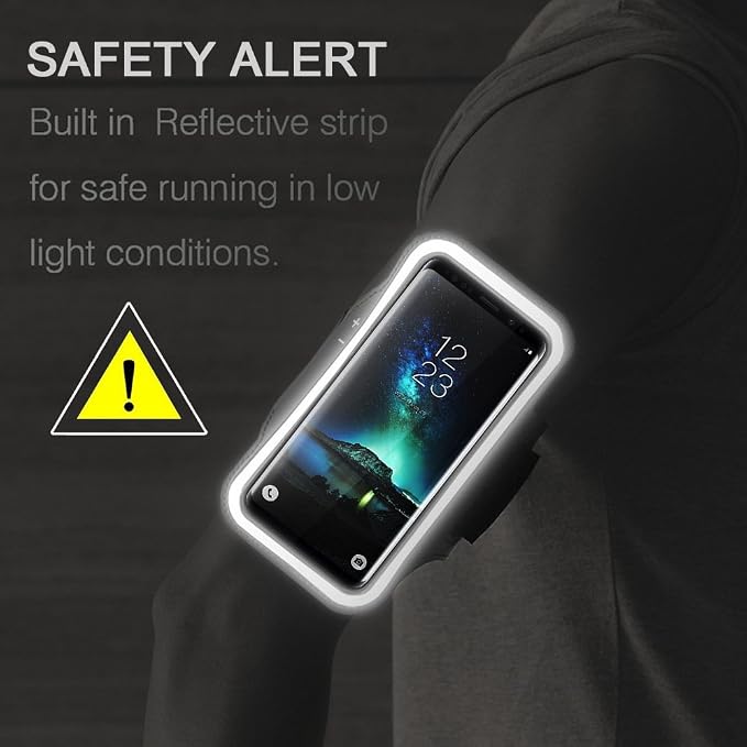 Galaxy S10 S9 S8 Armband, JEMACHE Gym Running Exercises Workouts Phone Arm Band for Samsung Galaxy S10/S9/S8/S7 Edge (Black)