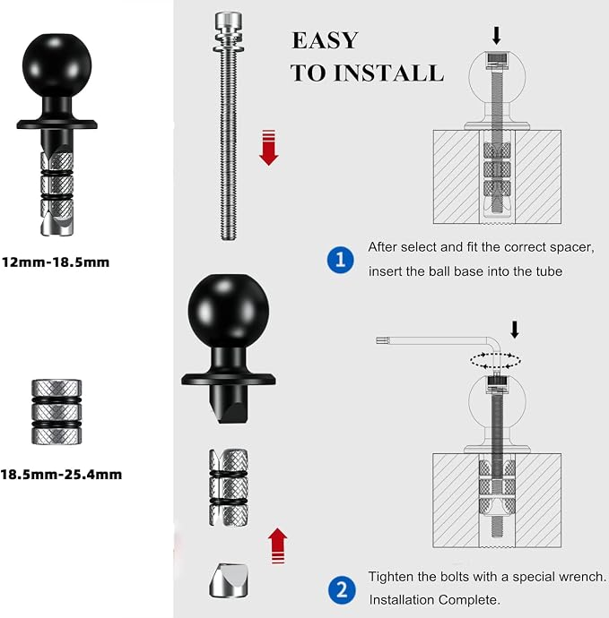 iMESTOU Motorcycle Fork Stem Phone Mount Wireless/USB C Charger with RAM 1" Ball Fits for Kawasaki, Ducati, Honda, BMW etc. with Fork Hole Dia. 0.47"-1" Quick Charge for 4.0"-6.8" Smartphones