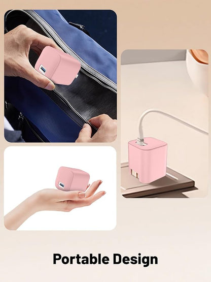 Silicone Protective Case for Anker Nano 45W USB-C Charger, Full-Body Protective Cover with Precise Cutouts, Shockproof Dustproof Charging Block Protector Sleeve & Scratch-Resistant Sleeve (Pink)