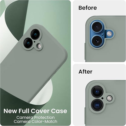 FireNova Designed for iPhone 16 Plus Case, Silicone Upgraded [Camera Protection] Case, Soft Anti-Scratch Microfiber Lining Inside, 6.7 inch, Calke Green