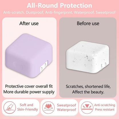 Soft Silicone Charger Case Compatible with Apple 40W Dynamic Power Adapter (60W Max) for iPhone Series & MacBook Air 13/13.6/15 M5 A3448 A3449, Shockproof Anti‑Scratch Protective Cover, Purple