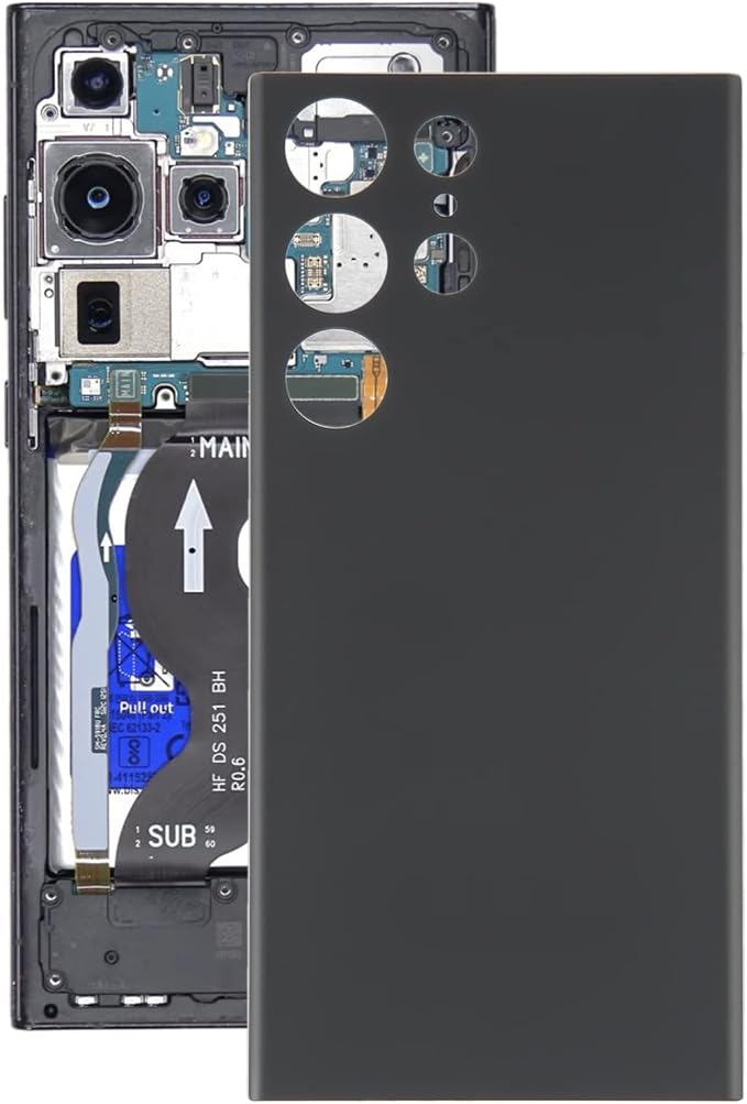 Back Panel Replacement for Galaxy Galaxy S23 Ultra 5G SM-S918B Easy On Installation Battery Cover (Black)