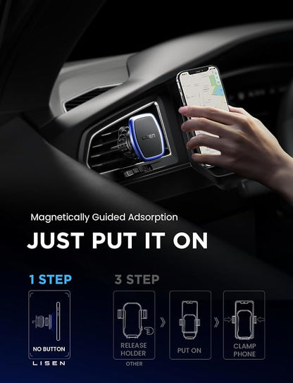 LISEN 2 Pack Magnetic Phone Holder for Your Car Mount 6 Military Magnets Car Phone Holder Mount Vent Cell Phone Holdeer Mount Vent Cell Phone Holder (Blue)
