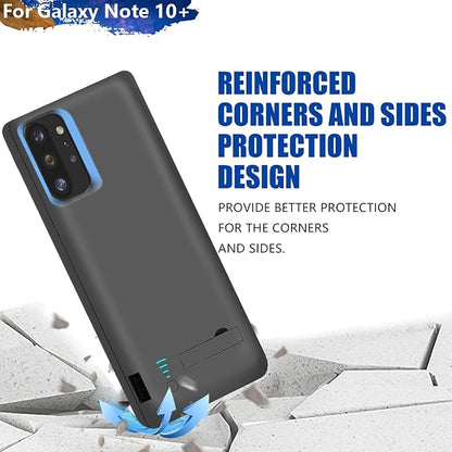 Sitong Battery Case for Samsung Galaxy Note 10+ Plus 5G, 6000mAh Rechargeable Extended Battery Charging Charger Case, Add 100% Extra Juice Black