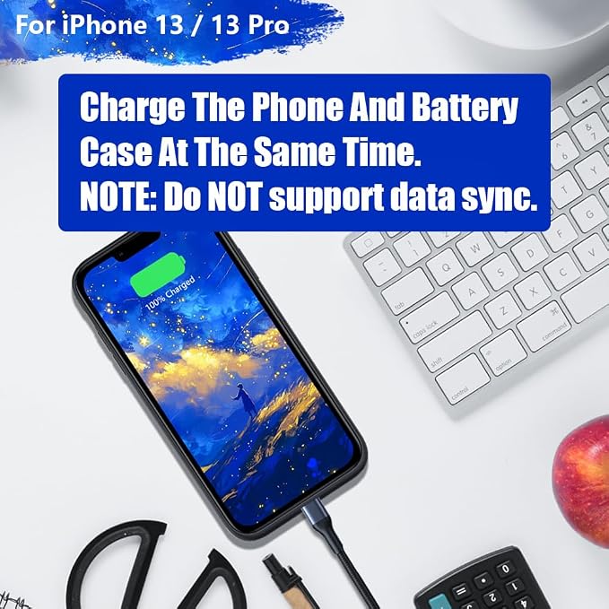 [New Version Battery Case for iPhone 13/13 Pro, 5000mAh Rechargeable Extended Battery Charging Charger Case, Add 100% Extra Juice (6.1 Inches) Black