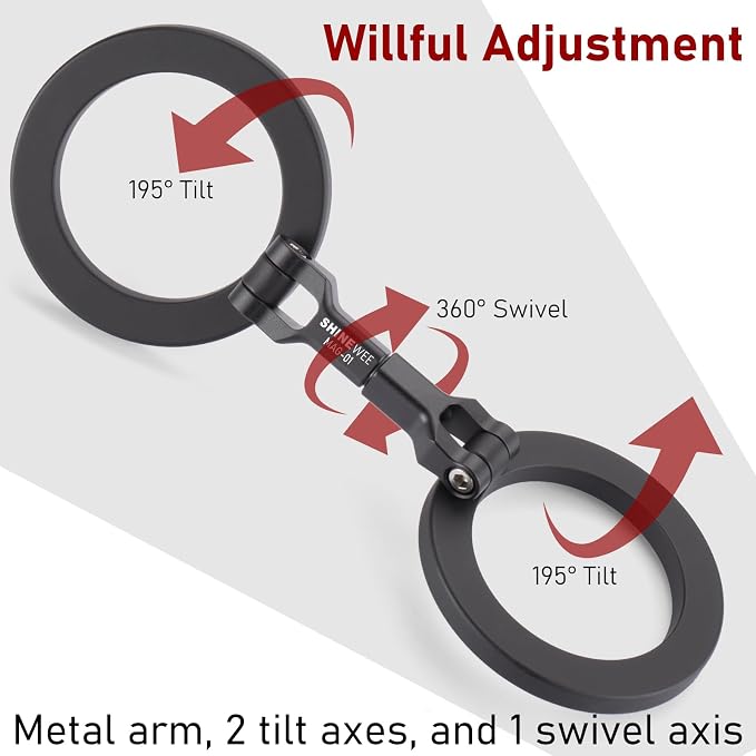 Double Magnetic Ring Phone Holder – Quick Attach to Any Iron Surface | Swivel & Tilt Adjustable | Compatible with iPhone 17/6/15/14/13/12 Series & Magnetic Cases