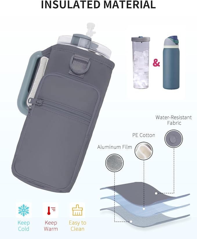 sportsnew Magnetic Gym Bag for Women Men, Water Bottle Carrier Holder with Strap & Phone Pockets for 40oz Tumbler with Handle, 4 Built-in Magnets Small Gym Bag for Sports, Workout, Fitness, Walking