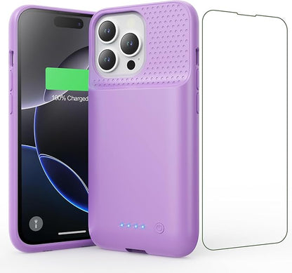 Battery Case for iPhone 16 Pro, [2025 Upgraded] 7500mAh Ultra-Slim Portable Smart Charging Case Rechargeable Protective Extended Charging Cover Only for iPhone 16Pro Battery Pack (6.3 Inch), Purple
