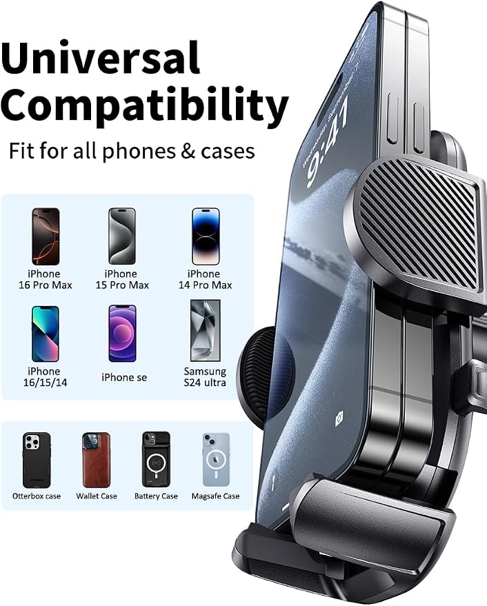 Nycetek 2026 Upgraded Car Vent Phone Mount [Military-Grade Clip] 360° Rotation, Universal Cellphone Holder Fits for iPhone 16 15 14 13 Pro Max Samsung Galaxy S24 S23 & All