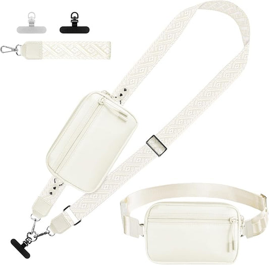 YFWE Phone Strap Crossbody, Clip and Go Strap for Phone with Wallet Crossbody, Adjustable Phone Lanyard Belt Strap with Detachable RFID Wristlet Wallet (XL-Cream)