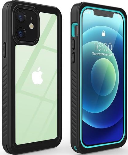 Diverbox for iPhone 12 Waterproof Case,Waterproof Shockproof Dustproof IP68 Full-Body Hard Case Built-in Screen Protector Underwater Outdoor Waterproof Cover for iPhone 12,6.1 in (Teal)
