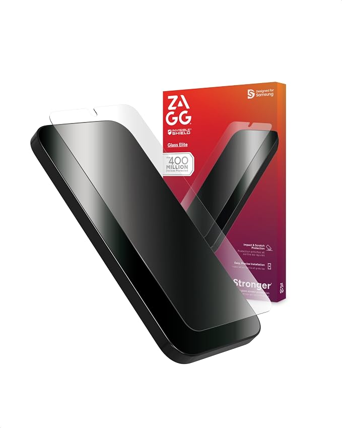 ZAGG Glass+ Samsung Galaxy A56 5G Screen Protector – Extreme Impact & Shatter Protection, Scratch-Resistant, Smudge-Resistant, Fingerprint Scanner Compatible, InvisibleShield, Easy Installation