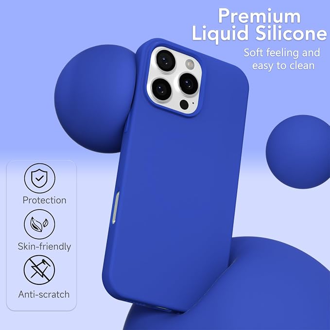 for iPhone 16 Pro Case Silicone Compatible with Magsafe Case, Ultra Slim Thin Magnetic Phone Cases Mag Safe, Cute Soft Rubber Gel TPU Matte Plain Wireless Charging Cover for Women, Royal Blue