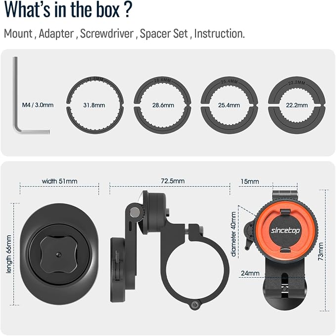 Bike Phone Mount,Motorcycle Phone Holder with Universal Adapter,Out Front Bicycle Handlebar Mount for Mountain Road EBike,Scooter,Moto,MTB,Quick Release 【Series C - 1st Gen】Angle Adjustment Edition