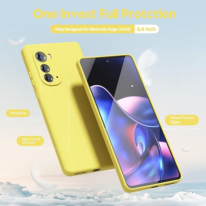 oakxco for Motorola Edge 2022 Phone Case Liquid Silicone Grip, Fluorescent Bright Solid Color, Cute Thin Slim Soft Rubber TPU Plain Smooth Gel Matte Protective Cover for Women Girl, Lime Neon Yellow