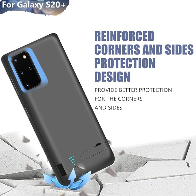 Sitong Battery Case for Samsung Galaxy S20+ Plus 5G, 6000mAh Rechargeable Extended Battery Charging Charger Case, Add 100% Extra Juice, Not Compatible with Galaxy S20 FE (6.7 inch) Black