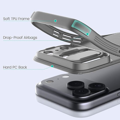 Nillkin for iPhone 17 Pro Case with Slide Camera Cover, Thin Slim Fit, Shockproof Protective, Protector Privacy, Phone Case iPhone 17 Pro Camera Lens Protector 6.3 inch, Gray