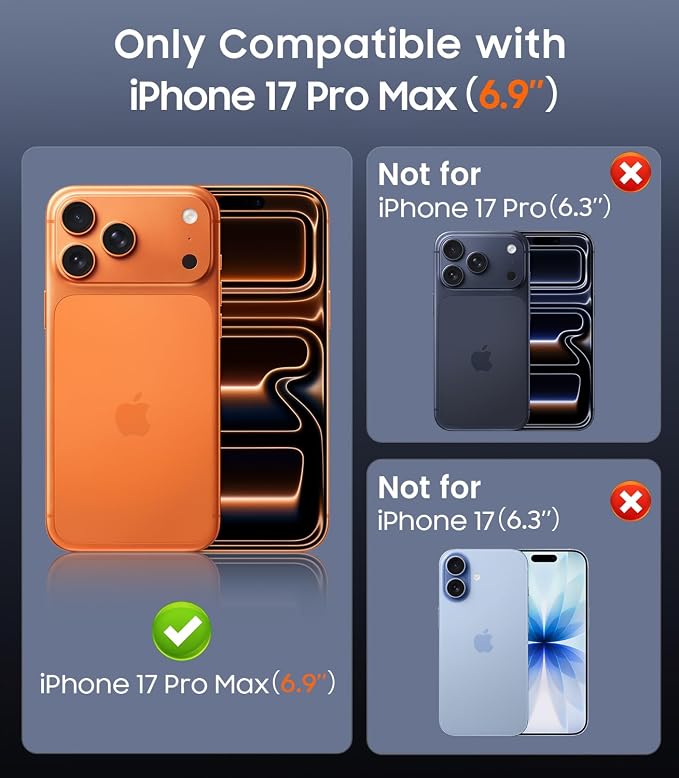 Magnetic for iPhone 17 Pro Max Case with Ring Stand, Fits MagSafe, with Built-in Camera Lens Protector, Slim Electroplated Shockproof Phone Cover, Blue