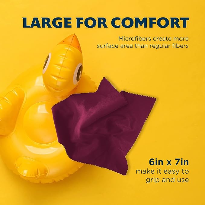 Purity Microfiber Lens Cleaning Cloth - Machine Washable, Lint-Free Ultra-Fine Microfiber Cloth- Cleans Eyeglasses, Screens, Lenses, Phones and Other Delicate Surfaces (Pack of 6, Burgundy)