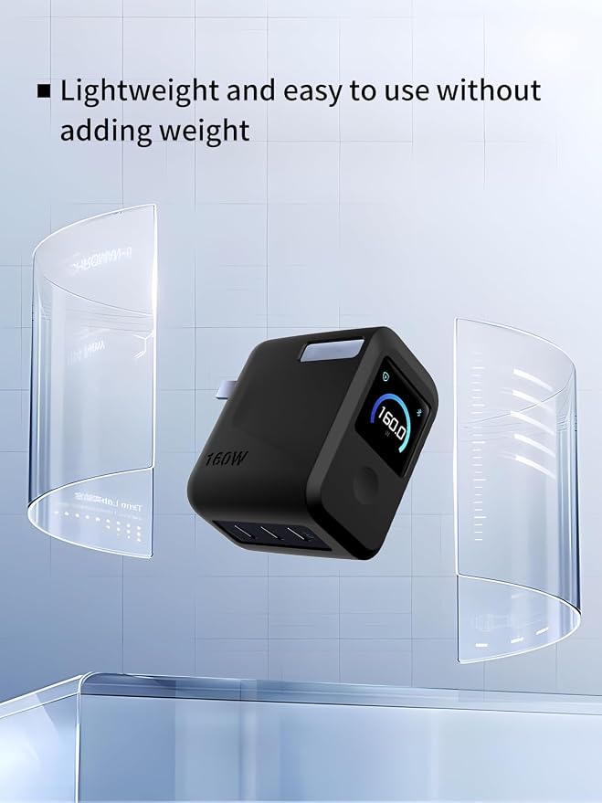Case for Anker Prime Charger（160W 3Ports Smart Display）, WUNIAK Soft Silicone Protective Portable Scratch Shock Resistant Shell,Protective Case for Anker Prime Charger 160W,Black